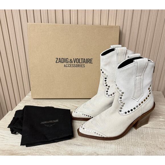 ZADIG & VOLTAIRE Cara Studded Western Leather Boots MSRP $798 Womens Sz 5 New - Picture 1 of 15